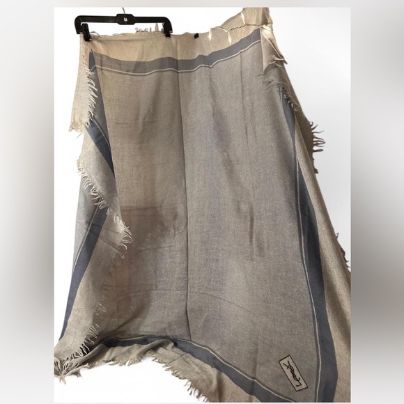 YSL fringe blue large scarf - Picture 4 of 4